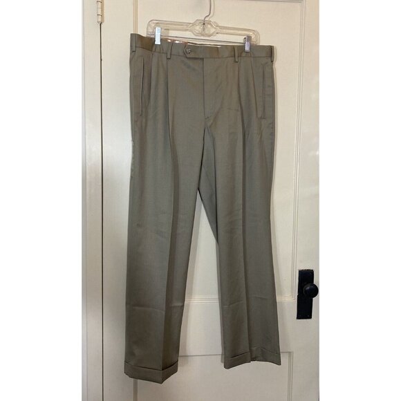NWT Dockers Dress Pants Men's 36x30 Khaki Pleated Cuffs Blended Wool Relaxed Fit - Picture 9 of 9